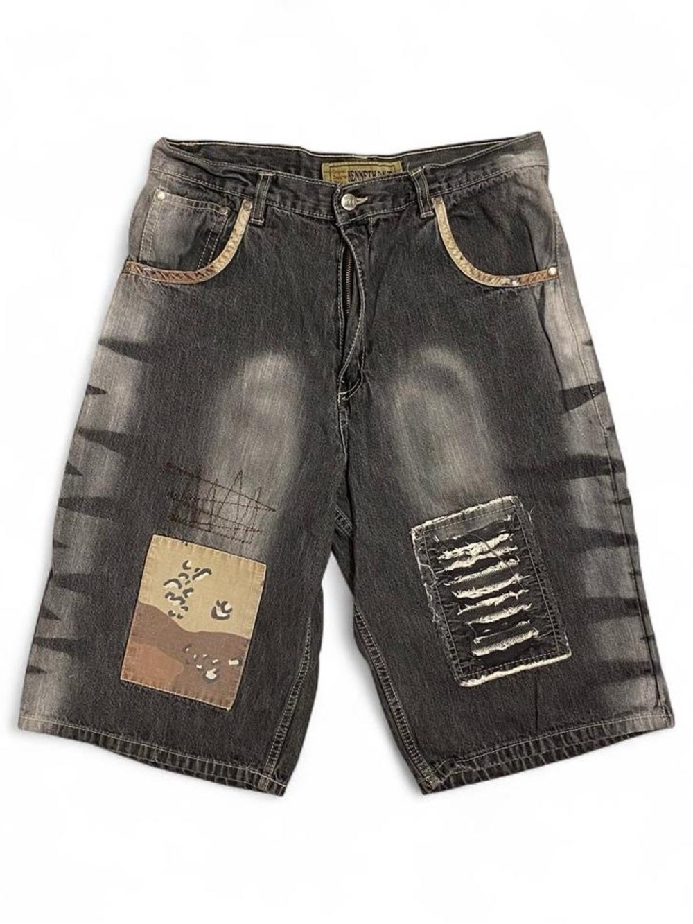 Y2K Kenneth David Mens Distressed Dark Grey Jorts